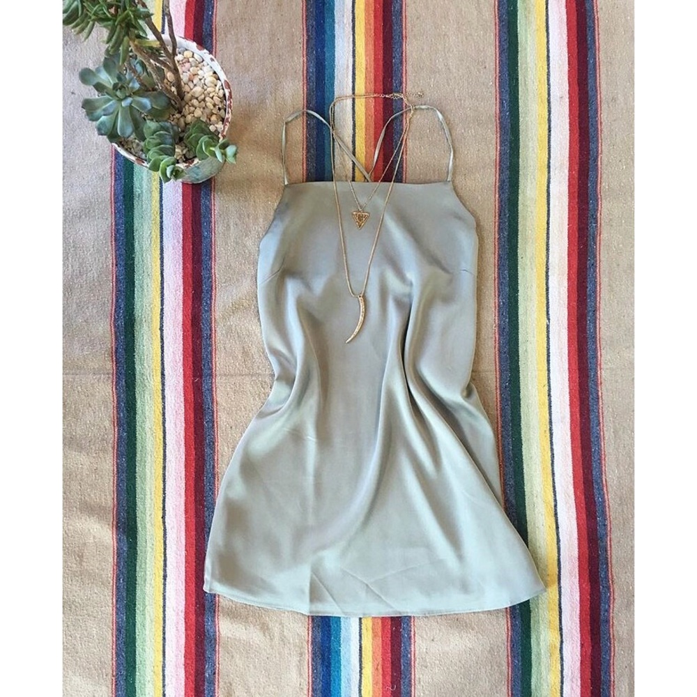 Olive Satin Midi Dress - Picture 4 of 4